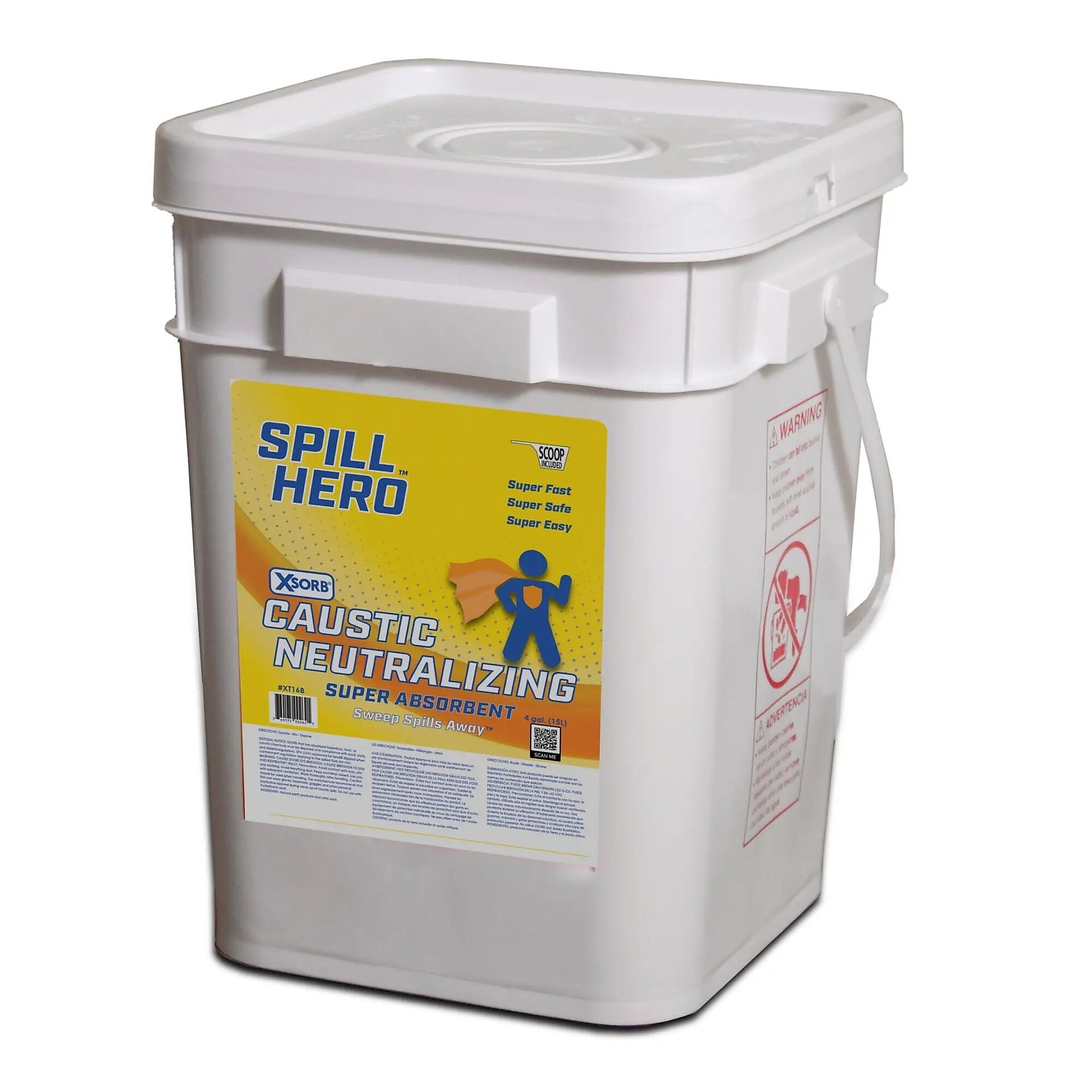 Spill Hero XSORB Caustic Neutralizing Absorbent in 4 gal Pail, XT16B